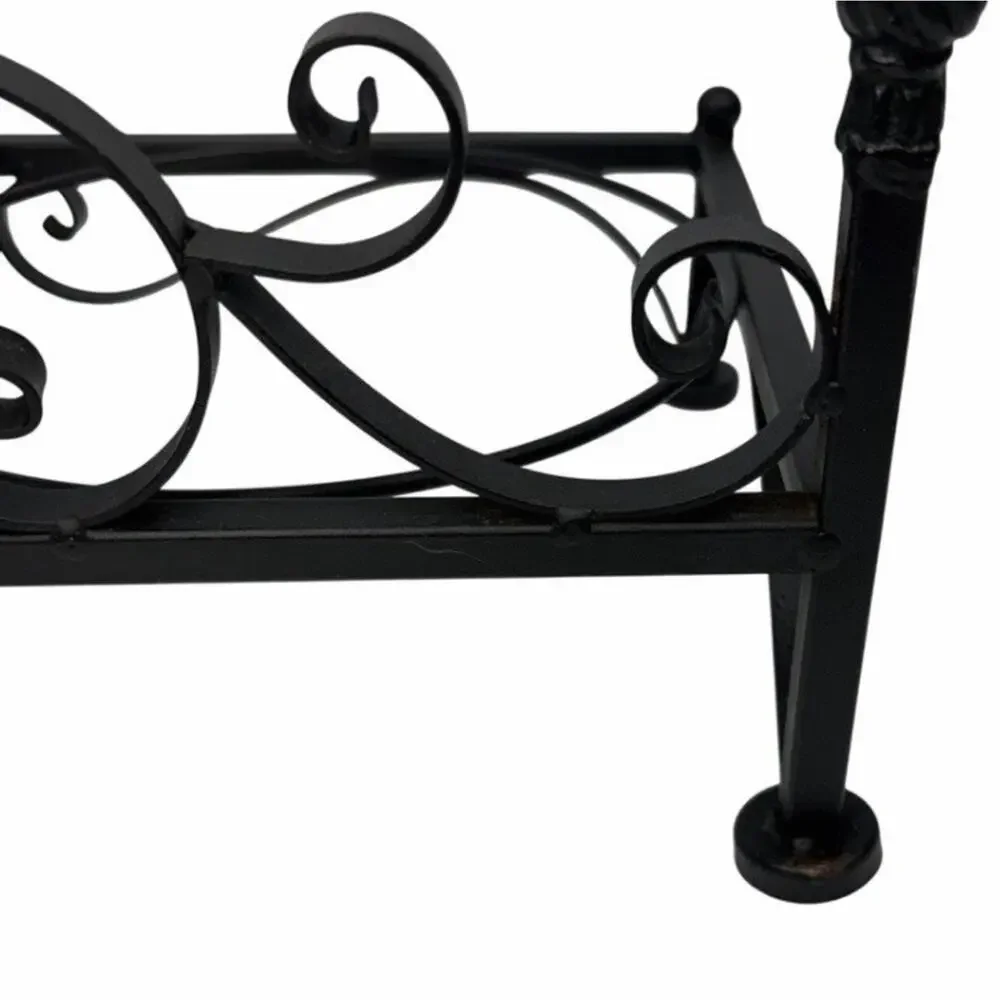 Vintage Victorian Style Wrought Iron Dog Food & Water Bowl Holder Ornate Scroll